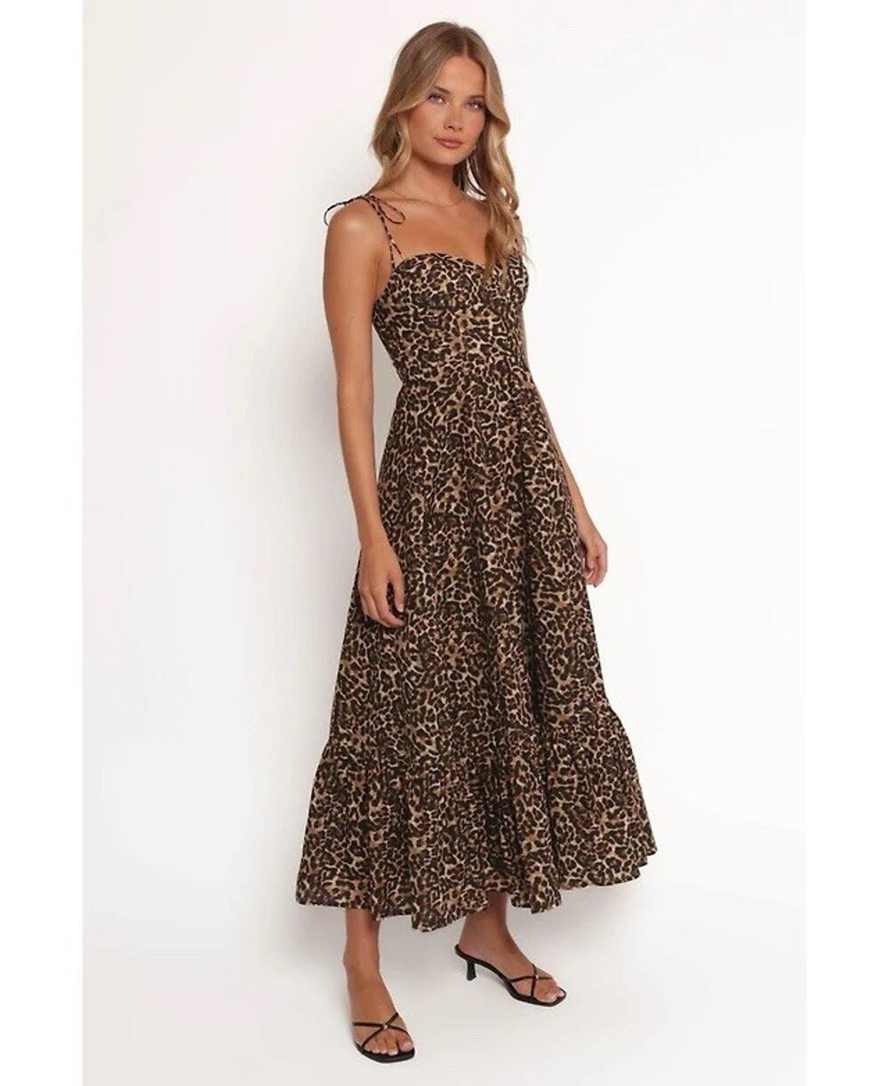 Petal & Pup Ayana Leopard Printed Maxi Dress Medium NWT Feminine Western Resort